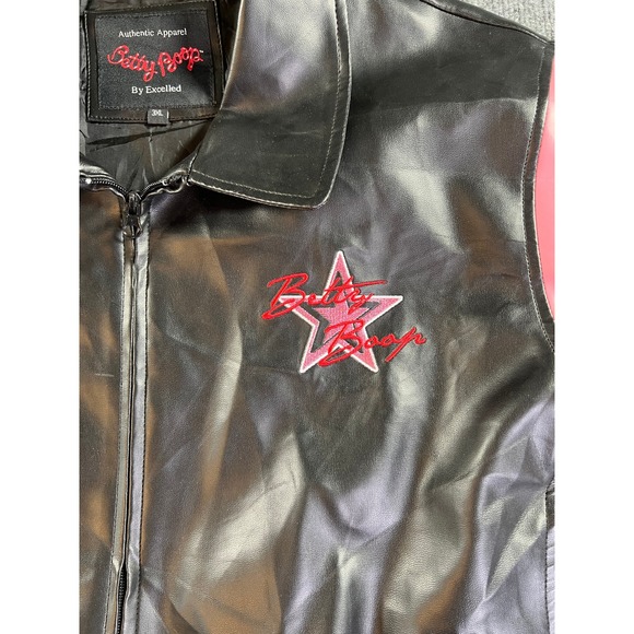Betty Boop Varsity Jacket Men 3XL Black Pink Faux Leather Excelled Bomber Zip Up - Picture 4 of 13